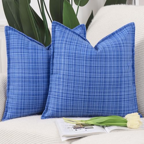 Madizz 2er Set im Freien Leinen Kissenbezügen mit Kante Weiche dekorative Kissenbezüge für Sofa Terrasse Schlafzimmer Kissenhülle Blau 45x45 cm Quadrat Madizz 2er Set im Freien Leinen Kissenbezügen mit Kante Weiche dekorative Kissenbezüge für Sofa Terrasse Schlafzimmer Kissenhülle Blau 45x45 cm Quadrat von Madizz