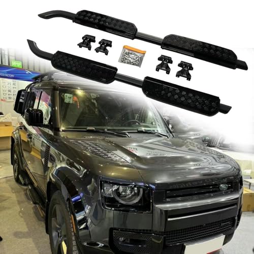 MadongJ 2 stück Auto Trittbretter Seitenschweller für Land Rover Defender 90 110 130 L663 L851 2020-2024 (Defender 90), Aluminiumlegierung + ABS-Kunststoff, Schwarz von MadongJ