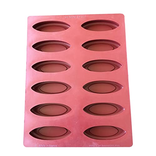 Maé Innovation Silikonbackform 40x30cm - 12 Schiffchen (12,6x5,1x2,6cm pro Mulde) - Antihaftbeschichtet - 100%-Premium Qualität von Maé