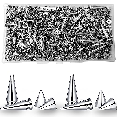 230 Sets Kegel Spikes, MaehSab Metall Baum Spikes Screwback Spike Studs Nieten für Halloween Cosplay DIY Lederhandwerk Dekoration Punk Rock Stil Kleidung Zubehör (Silber) von MaehSab