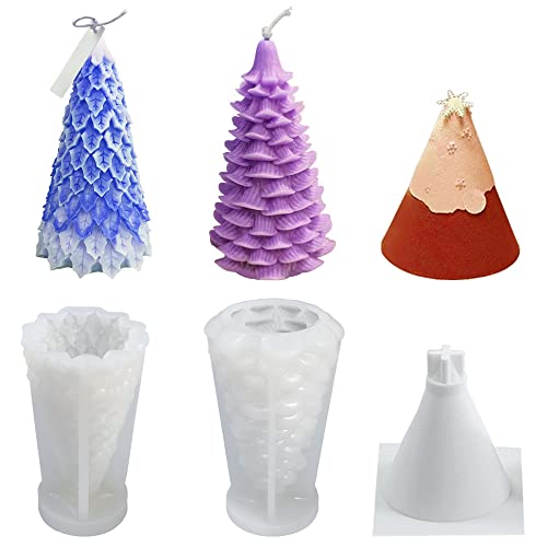 3 Stück Weihnachtsbaum-Kerzenformen für die Kerzenherstellung, Maehsab 3D-Silikonharzform, Kerzenform für Duftkerze, DIY-Seife, Aromatherapie, Wachskerze, Kuchen, Heimdekoration von MaehSab