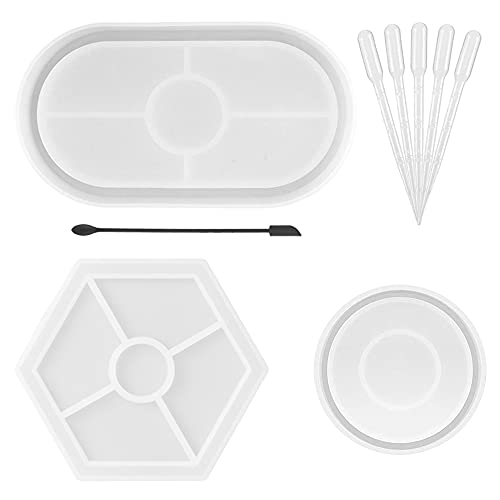 MaehSab 3-teiliges Set aus Kunstharz-Formen für Tabletts, oval, flach, aus Silikon, für Untersetzer aus Epoxidharz von MaehSab