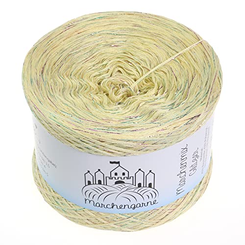 Bobbel Wolle Uni + Multicolour Glitzer 300g - 1140m 4Fach Größe Strickwolle Häkeln (Vanille Multicolour Glitzer) von Märchengarne