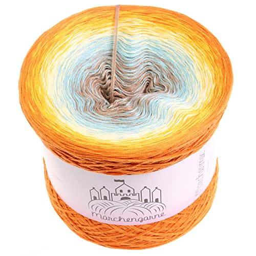 Farbverlaufsgarn Bobbel Wolle Größe wählbar Strickwolle Häkeln (Beachparty - Cognac außen, 300g/1140m - 4Fach) von LiLu´s Märchengarne