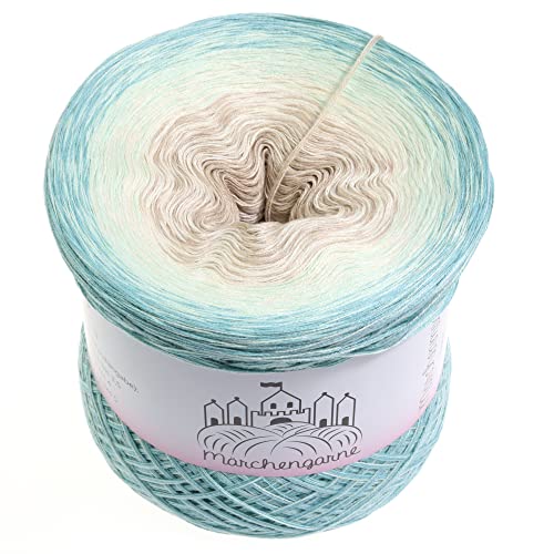 Farbverlaufsgarn Bobbel Wolle Größe wählbar Strickwolle Häkeln (Feendrache - Jade außen, 400g/1520m - 4Fach) von LiLu´s Märchengarne