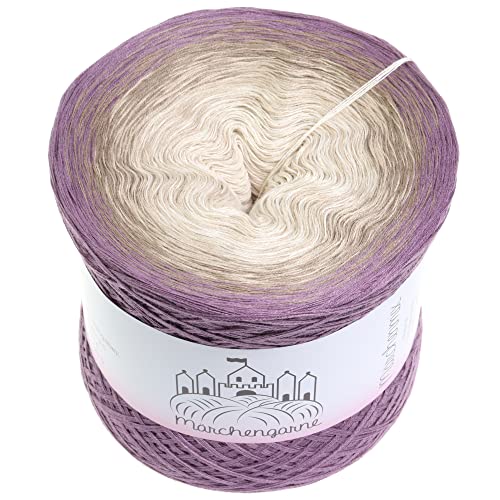 Farbverlaufsgarn Bobbel Wolle Größe wählbar Strickwolle Häkeln (Tagtraum - Violett außen, 400g/1520m - 4Fach) von Märchengarne