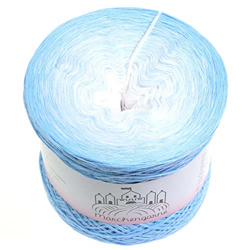 Farbverlaufsgarn Bobbel Wolle Größe wählbar Strickwolle Häkeln … (Himmelblau - Aqua außen, 200g/1000m - 3Fach) von LiLu´s Märchengarne
