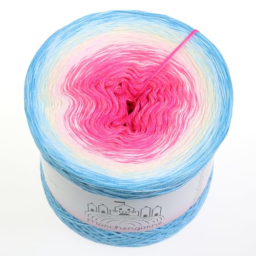 Farbverlaufsgarn Bobbel Wolle Größe wählbar Strickwolle Häkeln … (Sommerhut - Capri außen, 400g/1520m - 4Fach) von LiLu´s Märchengarne