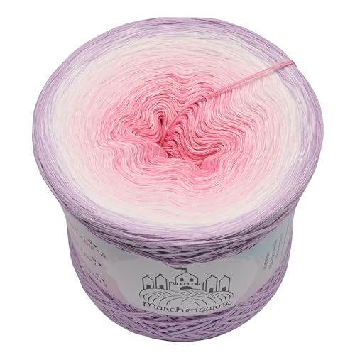 Farbverlaufsgarn Feenstaub 4 oder 3 fädig Bobbel Wolle häkeln stricken (Feenstaub - Lavendel außen, 4 Fach - 400g/1520m) von LiLu´s Märchengarne