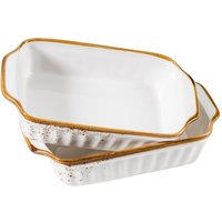 Auflaufform 23 x 14,5 cm, 2er Set, Weiß mit braunem Rand von Mäser