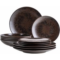 MÄSER Tafelservice "METALLIC BRONZE, aus Keramik", (Set, 12 tlg.), Geschirr-Set, Service von Mäser