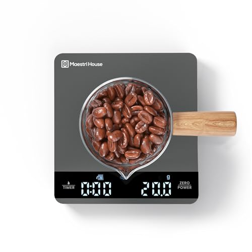 Maestri House Mini Kaffeewaage mit Timer, wiederaufladbare Espresso Waage, 2kg/0,1g Präzisionswaage für Espresso und Pour-Over, tragbare digitale Küchenwaage mit automatischer Zeitmessung von Maestri House