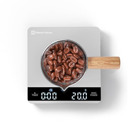 Maestri House Mini Kaffeewaage mit Timer, wiederaufladbare Espresso Waage, 2kg/0,1g Präzisionswaage für Espresso und Pour-Over, tragbare digitale Küchenwaage mit automatischer Zeitmessung von Maestri House