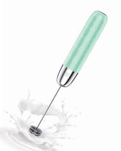 Maestri House Wiederaufladbarer Milchaufschäumer, Elektrischer Hand-Schaumbereiter, Abnehmbarer Edelstahl-Schneebesen, Getränkemixer, Schäumer, Mini-Mixer für Matcha(Gulfblau/Silber), LunaFro Mini von Maestri House