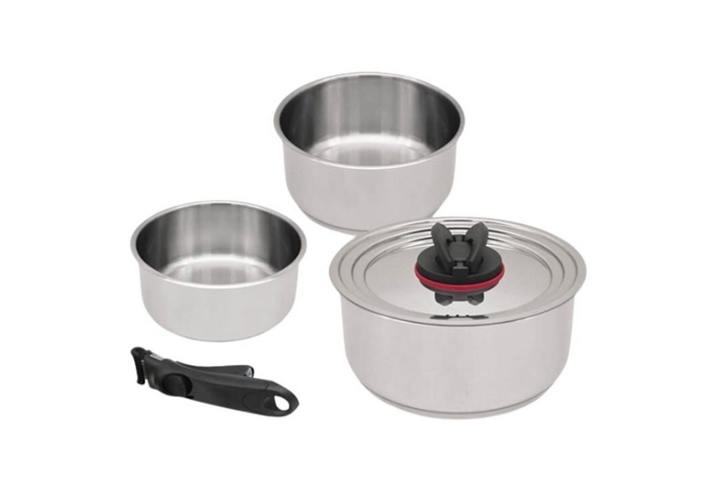 Maestro Kochtopf 3er-Set Töpfe abnehmbarer Griff, 1,3 1,9 und 2,7 l, Edelstahl (3er-Set), 3er-Set mit abnehmbarer Griff von Maestro