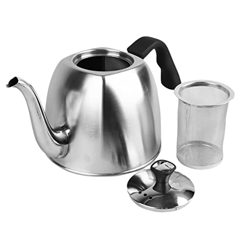 Maestro MR-1333-Tea Teekanne mit Deckel und Sieb 1,1L Wasserkessel Wasserkocher für Herd Induktion Edelstahl Teekessel, Silber/Schwarz von Maestro