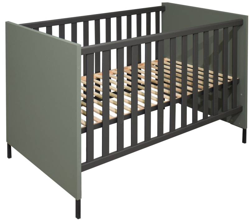 Mäusbacher Babybett in pine green matt / anthrazit matt - 78x93x144cm (BxHxT) von Mäusbacher