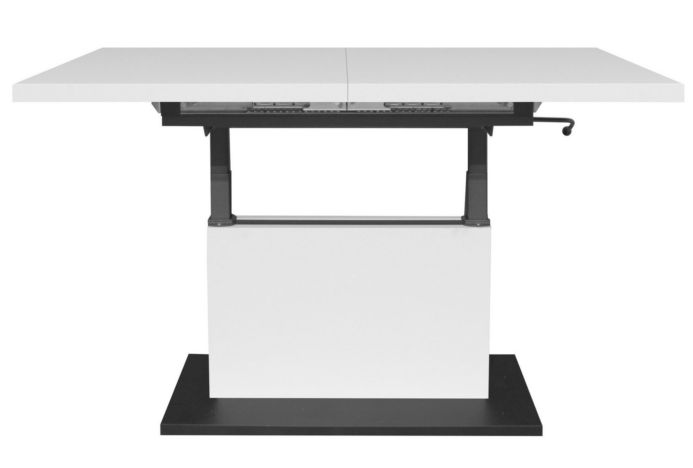 Mäusbacher Couchtisch Breite/Höhe verstellbar, weiss/schwarz - 120/160x59/75x60cm (BxHxT) von Mäusbacher