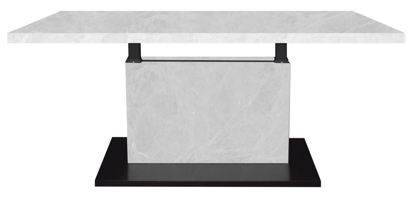 Mäusbacher Couchtisch höhenverstellbar, keramik optik weiß / schwarz - 120x49/68x70 (BxHxT) von Mäusbacher