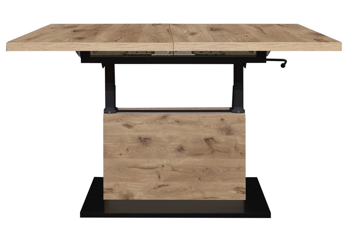 Mäusbacher Couchtisch verstellbar, viking oak Dekor / schwarz - 120/160x59/75x60cm (BxHxT) von Mäusbacher