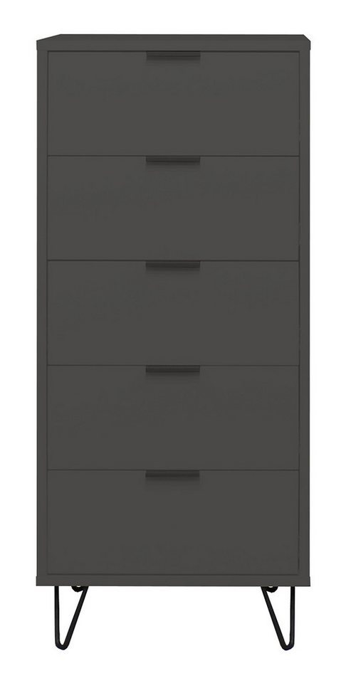 Mäusbacher Hochkommode in anthrazit matt lack - 51x121x45cm (BxHxT) von Mäusbacher