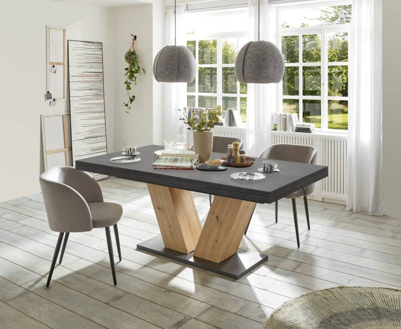 Mäusbacher Kulissentisch in asteiche Dekor / graphit - 160x76x90cm (BxHxT) von Mäusbacher