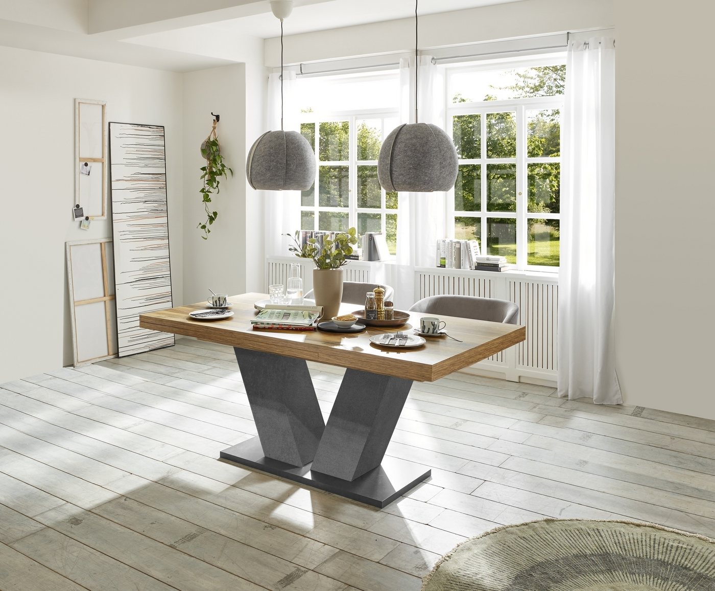 Mäusbacher Kulissentisch in plankeneiche / graphit - 160x76x90cm (BxHxT) von Mäusbacher