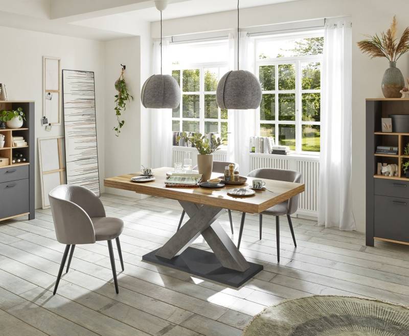 Mäusbacher Kulissentisch in plankeneiche / graphit - 180x76x90cm (BxHxT) von Mäusbacher