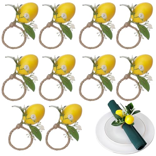 10 Stück Zitronen-Serviettenringe, Künstliche Zitronen-Serviettenringe, Serviettenringe Boho, Serviettenringe Set, Serviettenschnallen, Wiederverwendbare Serviettenringe Für Abendessen (A) von Mafagwre