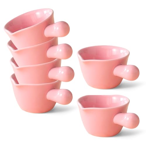 6er-Set Saucenschälchen, Kleines Keramik-Milchkännchen, 90 Ml Milchkännchen Porzellan Mit Griff, Mini-Kännchen Sahnekännchen, Kleine Milchkanne Espressogießer 3oz Für Milch,Soße,Kaffee (A) von Mafagwre