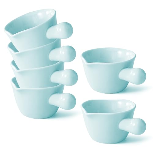 6er-Set Saucenschälchen, Kleines Keramik-Milchkännchen, 90 Ml Milchkännchen Porzellan Mit Griff, Mini-Kännchen Sahnekännchen, Kleine Milchkanne Espressogießer 3oz Für Milch,Soße,Kaffee (B) von Mafagwre