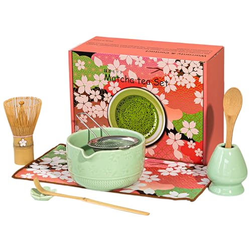 8 Stück Matcha Tee Set Mit Matcha Besen, Matcha Besen Set, Keramik Matcha Schale & Besenhalte, Japanisches Matcha Tee Set Für Matcha-Liebhaber, Matcha Zubehör Für Die Teezeremonie (C) von Mafagwre