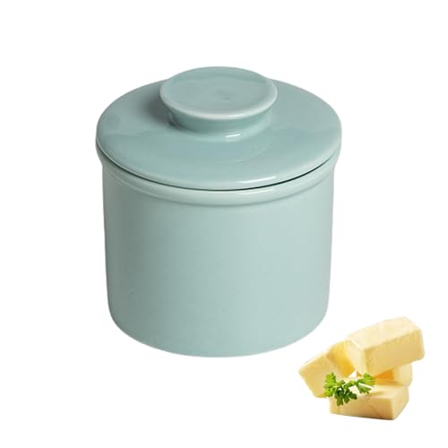 Keramik Butterdose Mit Deckel, Butterdose Mit Wasserlinie, Butterglocke Aus Porzellan, Französische Butterdose Für Frische Und Streichfähige Butter (Blau) von Mafagwre