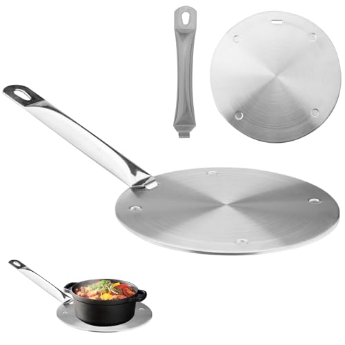 Mafagwre 20/24 Cm Induktionskochfeld-Konverterplatte, Induktion Adapterplatte, Edelstahl-Wärmeverteilerplatte Mit Abnehmbarem Griff, Induktionsherd Hitzeverteiler Ringplatte (20 CM) von Mafagwre