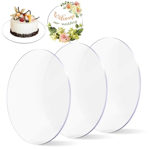 Mafagwre 3 Stück Acryl-Kuchenscheiben, Transparente Runde Kuchenbretter, Acryl-Kuchenplatte, Kuchenscheibe Zum Kuchenbacken, DIY-Dessert Und Basteln (30cm) von Mafagwre