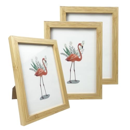 Mafagwre 3er-Set Bilderrahmen 21x29.7 cm, Holz Fotorahmen mit Acrylglas, Photo Frames, Horizontal oder Vertikal für Wandbehänge oder Tischdekoration, Primärfarbe von Mafagwre