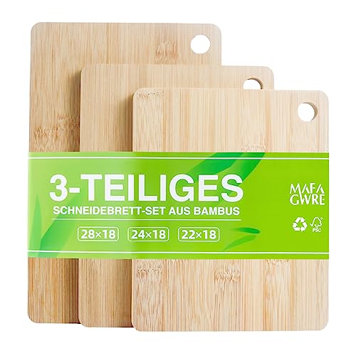 Mafagwre 3er Set Schneidebrett Holz, Dicke Bambus-Schneidebretter, 28 x 18 cm / 24 x 18 cm / 22 x 18 cm, Frühstücksbrettchen, holzbrett küche Für Fleisch, Gemüse und andere Lebensmittel Mafagwre 3er Set Schneidebrett Holz, Dicke Bambus-Schneidebretter, 28 x 18 cm / 24 x 18 cm / 22 x 18 cm, Frühstücksbrettchen, holzbrett küche Für Fleisch, Gemüse und andere Lebensmittel von Mafagwre