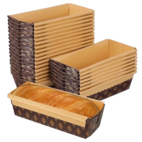 Mafagwre 50 Stück Einweg Papier Backformen, Brot Papierbackform 15x6.5x4.5cm, Rechteck Brotbackform, Papierbackform Set, Einweg-Brotbackformen Aus Wellpappe Für Brot Und Kuchen (A) von Mafagwre