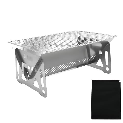 Mafagwre Camping-Feuerstelle, Tragbare Feuerstelle Für Außen, Edelstahlgeflecht Feuerstelle Grill-Feuerschale, Tragbare Feuerstelle Für Camping, Faltbare Feuerstelle, Mini-Mesh BBQ Feuerschale (A) von Mafagwre