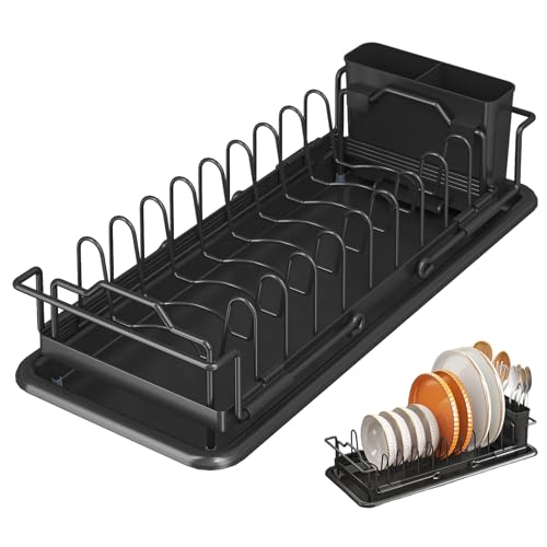 Mafagwre Geschirr Trockenständer, Ausziehbares Spülbecken Abtropfgestell, Abtropfgestell Geschirrs Platzsparender Geschirrständer, Dish Drying Rack mit Einer Abtropfschale (A) von Mafagwre