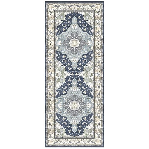 Mafagwre Teppich Läufer Flur, Langer Vintage Boho Teppich Küche Waschbar rutschfest, Schlafzimmer rutschfest Teppich Kunstwolle, für Wohnzimmer, Esszimmer, Büro (A) von Mafagwre