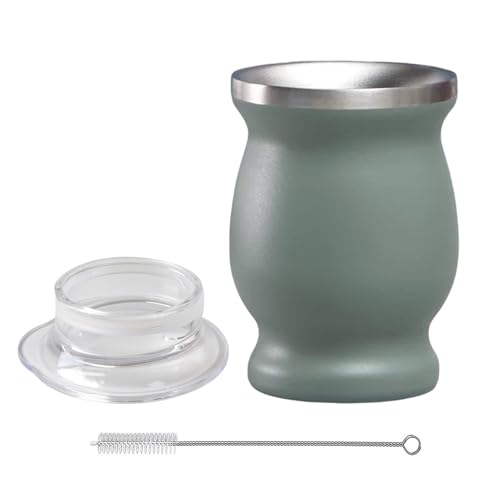 Mafagwre Yerba Mate Becher-Set, Oppelwandiger Edelstahl Matebecher, Matebecher Mit Reinigungsbürste, Modernes Yerba Mate Gourd Kit, Einfach Zu Reinigen (B) von Mafagwre