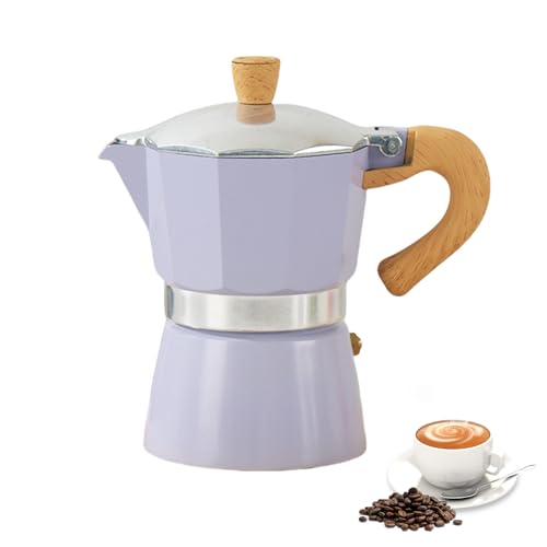 Mokkakanne, Italienische Espresso-Kaffeemaschine Für Den Herd, Kontinentaler Kaffee-Perkolator Für Den Herd Für Camping, Wohnwagen (3 Tassen/150 Ml) (Lila) von Mafagwre