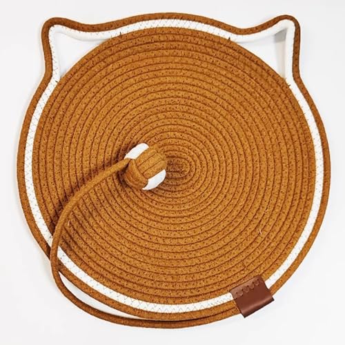 Nchdewui Kratzmatte Katze, Baumwollseil-Katzenkratzmatte, Widerstandsfähig Katzenmöbel Fußmatte mit Baumwollkugel Spielzeug & Katzenohr-Design für Boden, Wand, Couch, Teppich, Sofa (A) von Mafagwre