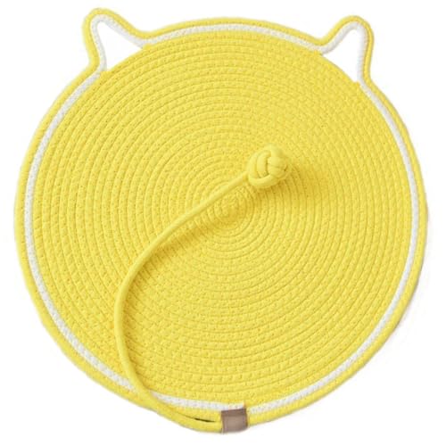 Nchdewui Kratzmatte Katze, Baumwollseil-Katzenkratzmatte, Widerstandsfähig Katzenmöbel Fußmatte mit Baumwollkugel Spielzeug & Katzenohr-Design für Boden, Wand, Couch, Teppich, Sofa (B) von Mafagwre