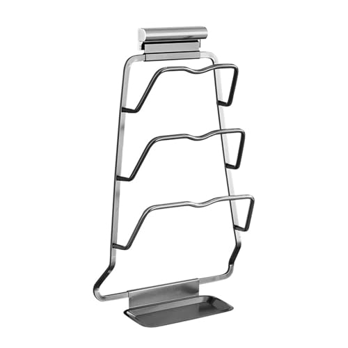 Topfdeckel-Organizer-Regal, Rostbeständiger, Wandmontierter 3-stufiger Topfdeckelhalter Für Schranktür/Wand, Kein Bohren Erforderlich, Topfdeckelhalter Zur Aufbewahrung In Der Küche (Grau) von Mafagwre