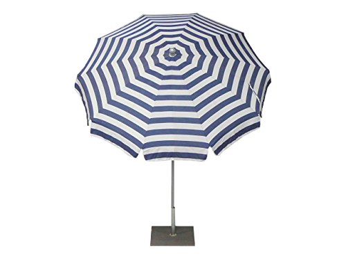 Maffei Art 92 runder Sonnenschirm D. cm 200, Stoff Dralon, Edelstahlgestell mm 27/30 mit Knicker. Made in Italy. Dessin Streifen Blau/Weiss von Maffei