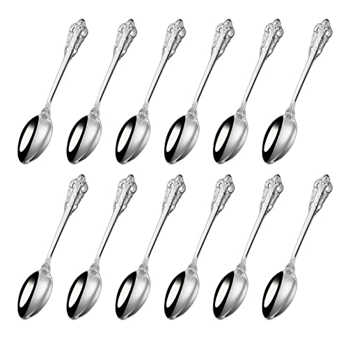 Mafier 12-teiliges Silber-Edelstahl-Espresso-Kaffeelöffel-Mini-Teelöffel-Set für Kaffee, Zucker, Dessert, Kuchen, Eiscreme, Suppe, Antipasti, Cappuccino, 5,12 Zoll, Rührlöffel von Mafier