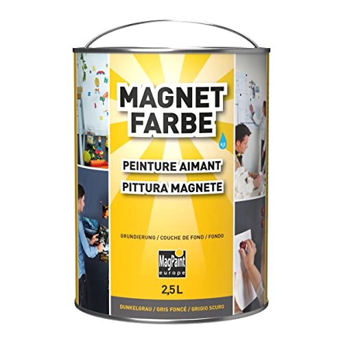 MagPaint Superhaftkraft MagnetFarbe, Umweltfreundlich ohne Konservierungsmittel auf Wasserbasis, Grau, 2,5L (5m von MagPaint