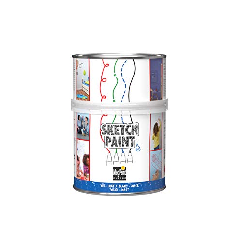 Whiteboardfarbe SketchPaint Weiß glänzend 1kg / weiß glänzend (0,5, SketchPaint Weiß matt) von MagPaint